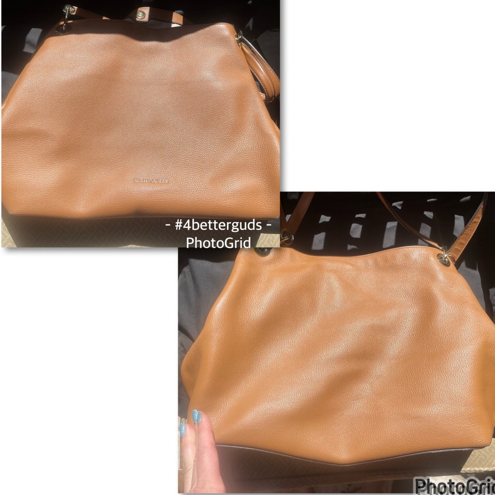 Michael Kors Large Pebbled Leather Satchel Luggage Brown Shoulder Hobo Handbag - Picture 2 of 16